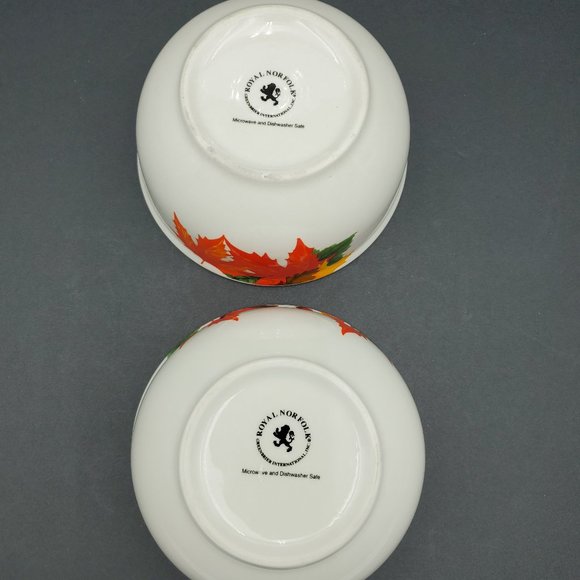 Royal Norfolk RNF132 Fall Leaves Autumn Leaf Soup Cereal Snack Bowls - Picture 4 of 4